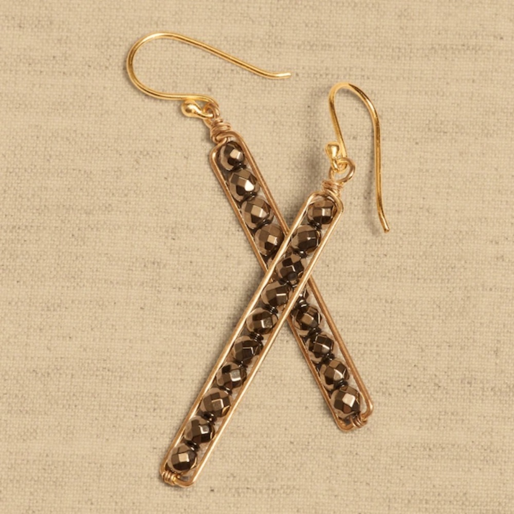 NWT BANANA REPUBLIC DELICATE LABRADORITE DROP LINEAR EARRINGS | AUREUS + ARGENT